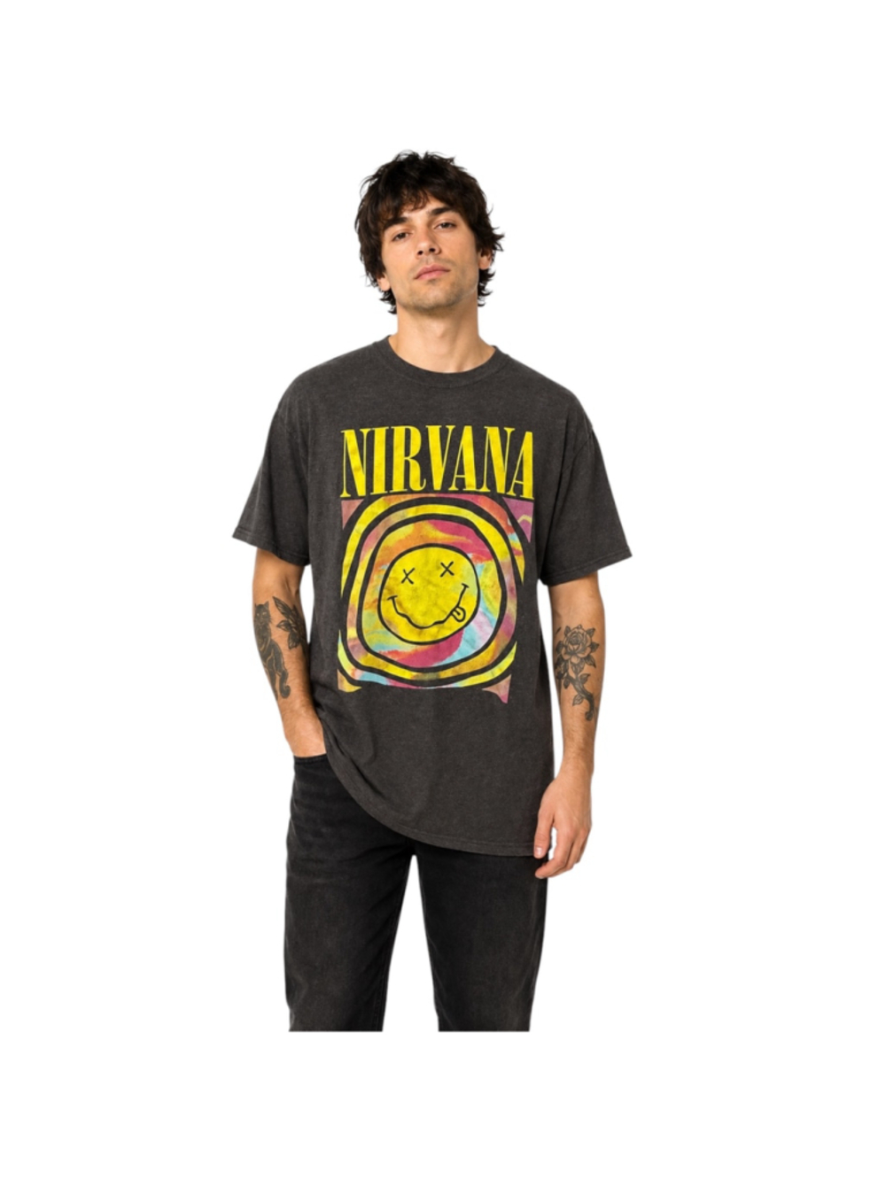 Nirvana Smiley Face Spiral Graphic T-Shirt XL